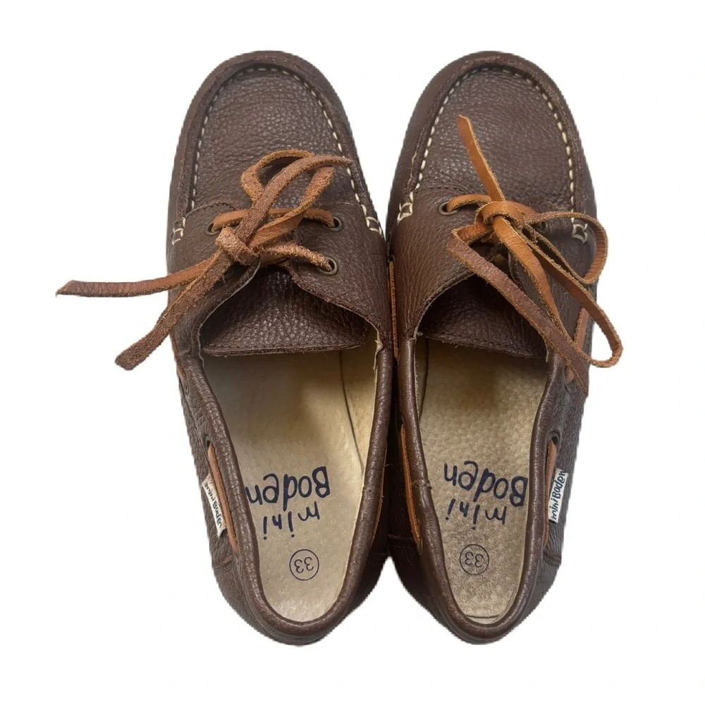 Mini Boden Leather Boat Shoes‎ Boys Loafer Brown Size 2 (EU 33) Slip On Sperry’s